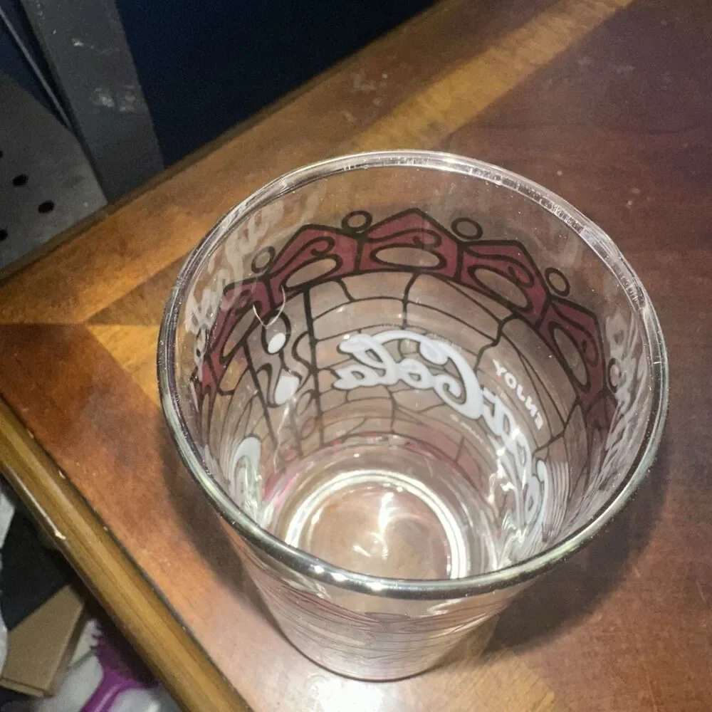 Coca-Cola Vintage Glass Purple Black White Tiffany style stained glass 1970’s
